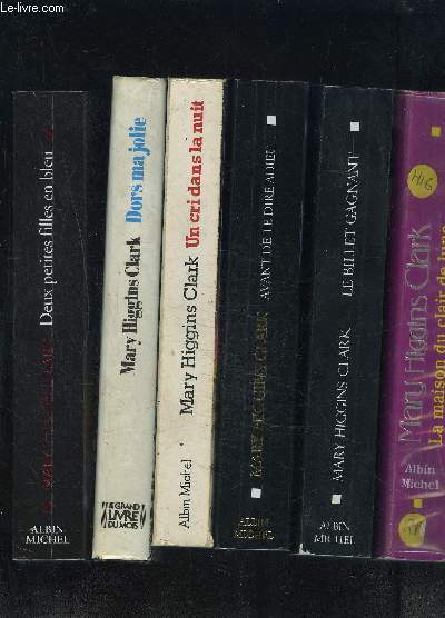 1 LOT DE 24 LIVRES DIFFERENTS DE MARY HIGGINS CLARK: AVANT DE TE DIRE ADIEU- LE BILLET GAGNANT- LA MAISON DU CLAIR DE LUNE- DORS MA JOLIE- DEUX PETITES FILLES EN BLEU- UN CRI DANS LA NUIT- LE FANTOME DE LADY MARGARET- DANS LA RUE OU VIT CELLE QUE...