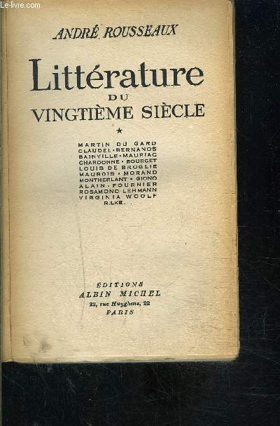 LITTERATURE DU VINGTIEME SIECLE- TOME 1