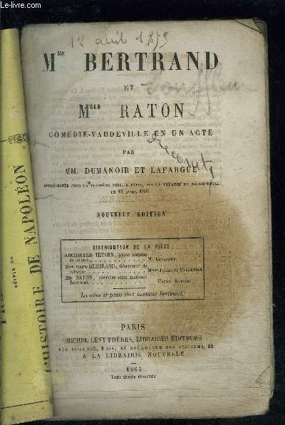 MADAME BERTRAND ET MADEMOISELLE RATON- Comdie Vaudeville en un acte