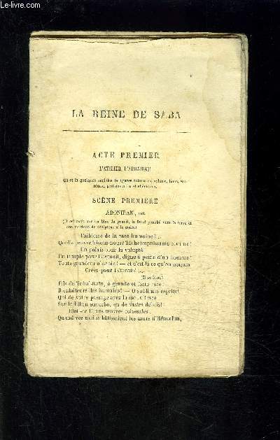 LA REINE DE SABA- OPERA EN CINQ ACTES- VENDU EN L ETAT