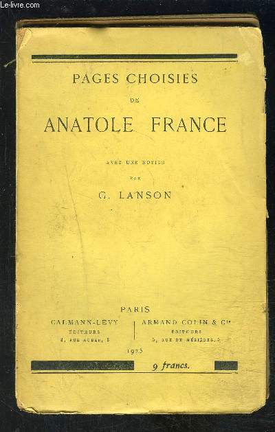PAGES CHOISIES DE ANATOLE FRANCE