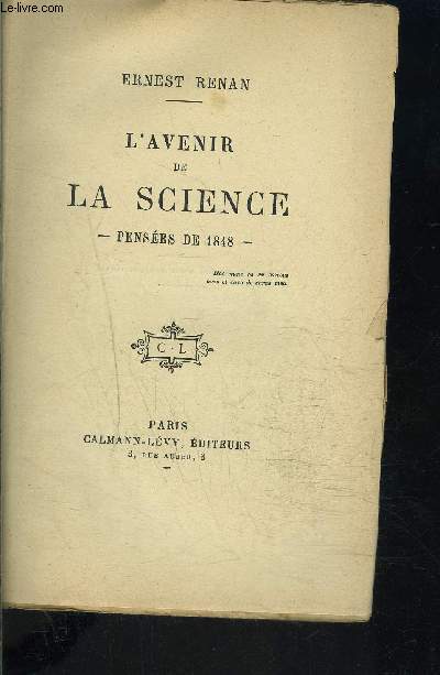 L AVENIR DE LA SCIENCE- PENSEES DE 1848
