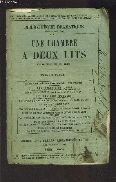UNE CHAMBRE A DEUX LITS - POCHADE/ Vaudeville EN UN ACTE, MELEE DE COUPLETS
