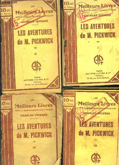 LES AVENTURES DE M. PICKWICK- 4 TOMES EN 4 VOLUMES- 1- 2- 3- 4