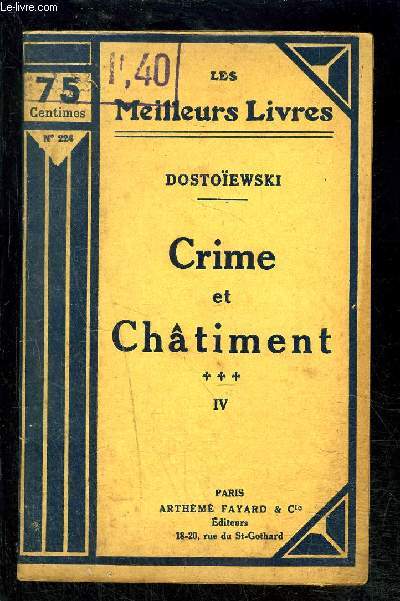 CRIME ET CHATIMENT- TOME 4- vendu seul