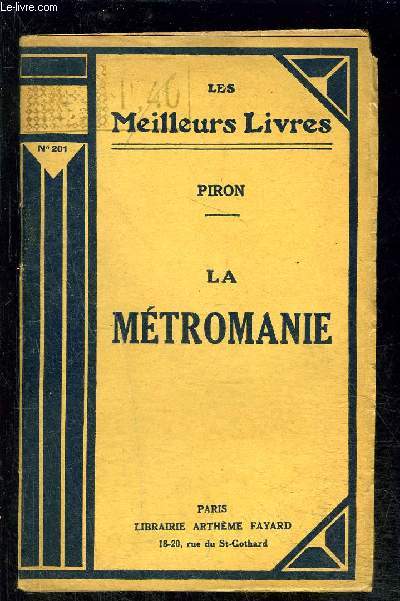 LA METROMANIE- COMEDIE EN CINQ ACTES EN VERS