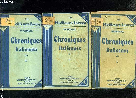 CHRONIQUES ITALIENNES- 3 TOMES EN 3 VOLUMES
