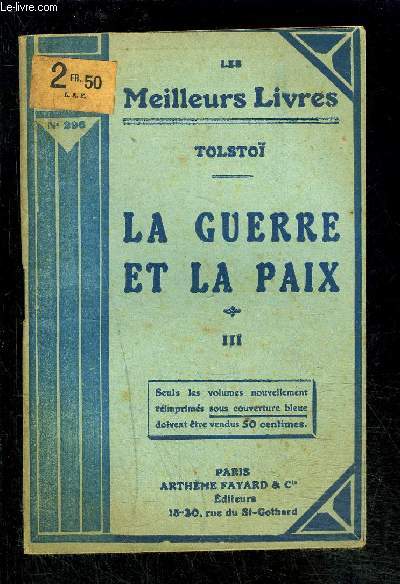 LA GUERRE ET LA PAIX- TOME 3- vendu seul