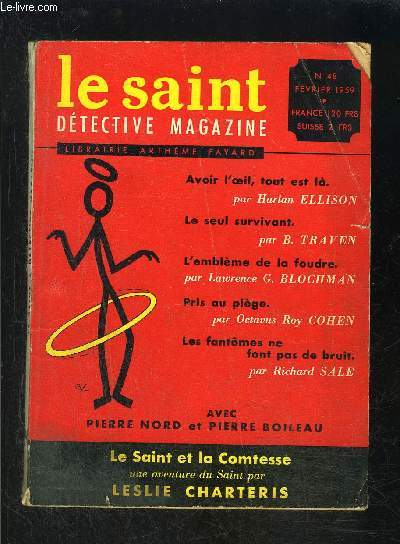 LE SAINT DETECTIVE MAGAZINE N48- FEVRIER 1959- Avoir l'oeil, tout est l, Ellison- Le seul survivant, Traven- ...