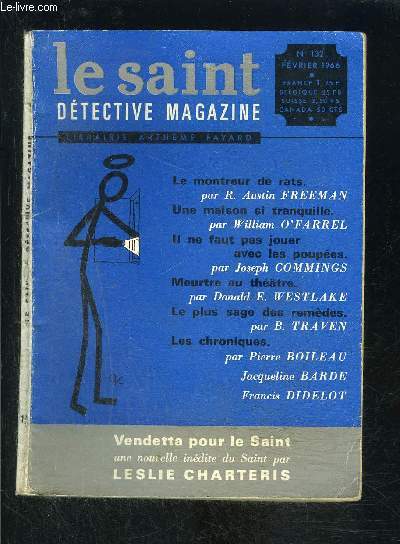 LE SAINT DETECTIVE MAGAZINE N132- FEVRIER 1966- Le montreur de rats, Freeman- Un maison si tranquille, O Farrel- ...