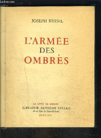 L ARMEE DES OMBRES- LE LIVRE DE DEMAIN- Nouvelle srie