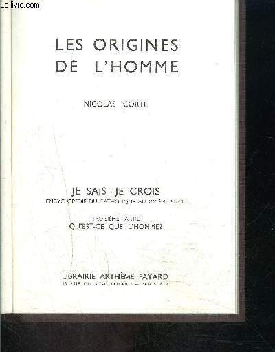 LES ORIGINES DE L HOMME- JE SAIS JE CROIS N3. 29