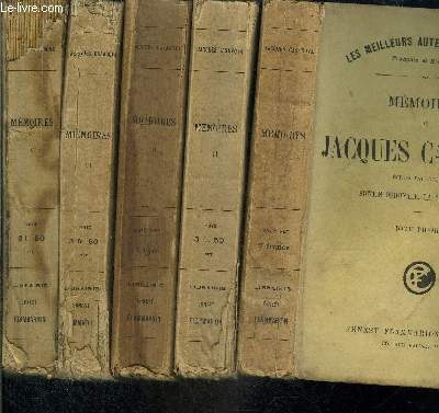 MEMOIRES DE JACQUES CASANOVA DE SEINGALT- 5 TOMES EN 5 VOLUMES- ECRITS PAR LUI MEME - COLLECTION LES MEILLEURS AUTEURS CLASSIQUES- DE 1 A 5