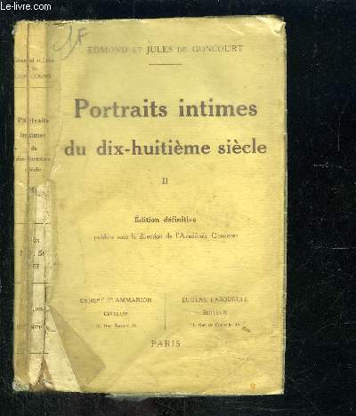 PORTRAITS INTIMES DU 18e SIECLE- TOME 2