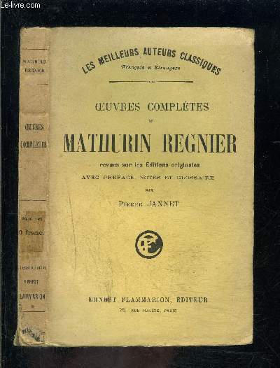 OEUVRES COMPLETES DE MATHURIN REGNIER