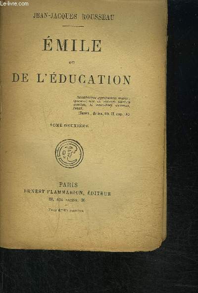 EMILE OU DE L EDUCATION- TOME 2 VENDU SEUL