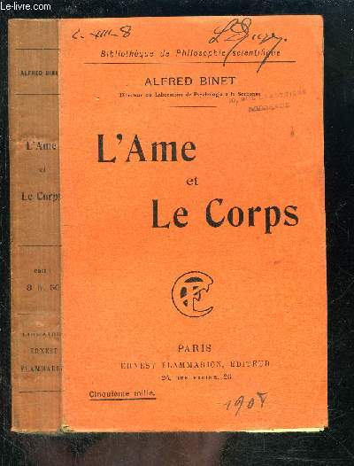 L AME ET LE CORPS- BIBLIOTHEQUE DE PHILOSOPHIE SCIENTIFIQUE