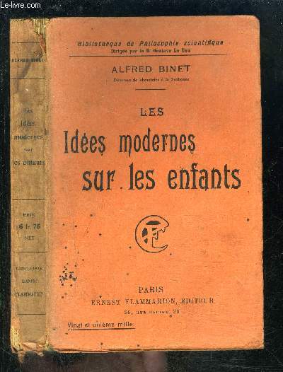 LES IDEES MODERNES SUR LES ENFANTS- BIBLIOTHEQUE DE PHILOSOPHIE SCIENTIFIQUE