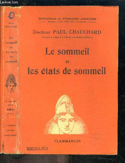 LE SOMMEIL ET LES ETATS DE SOMMEIL- BIBLIOTHEQUE DE PHILOSOPHIE SCIENTIFIQUE