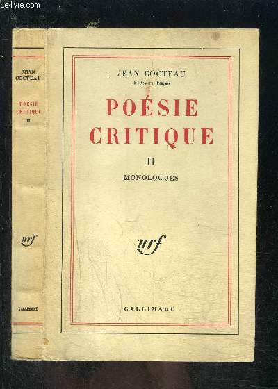 POESIE CRITIQUE II- MONOLOGUES