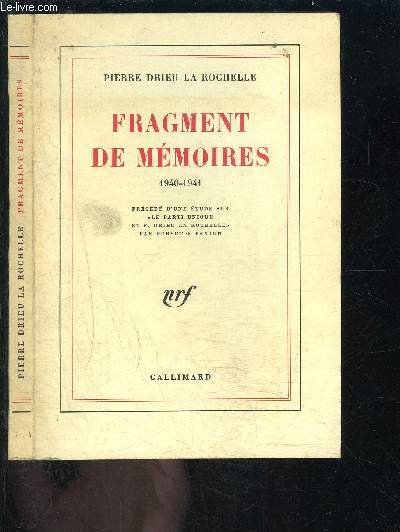 FRAGMENT DE MEMOIRES- 1940-1941