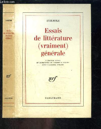 ESSAIS DE LITTERATURE (VRAIMENT) GENERALE