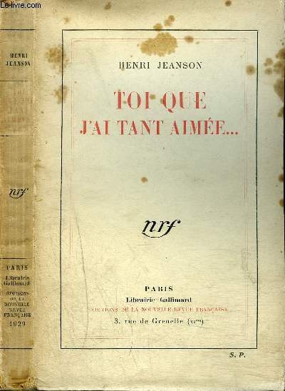 TOI QUE J'AI TANT AIME