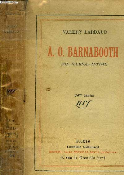 A.O. BARNABOOTH SON JOURNAL INTIME