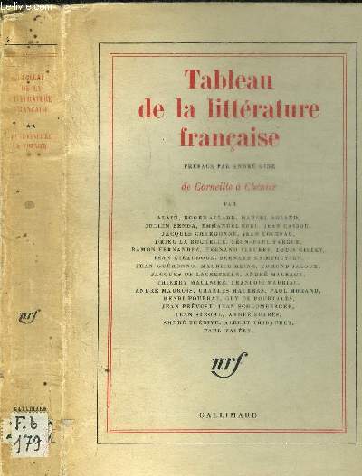 TABLEAU DE LA LITTERATURE FRANCAISE DE CORNEILLE A CHENIER