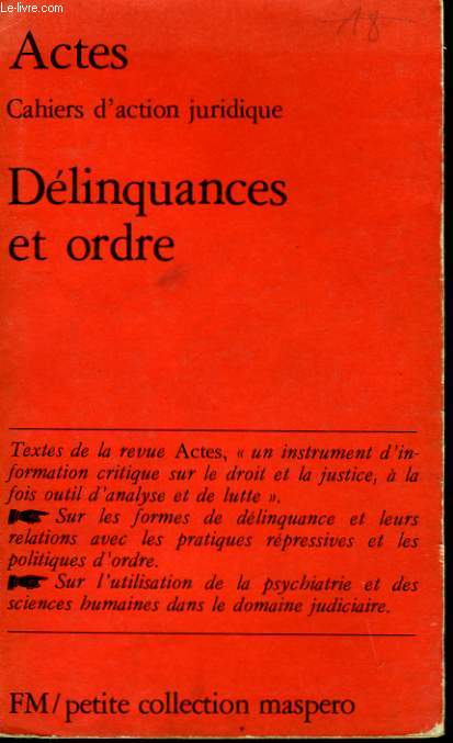 DELINQUANCES ET ORDRE