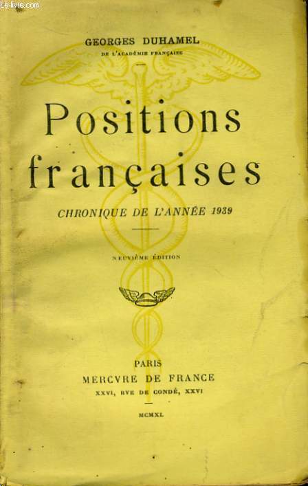 POSITIONS FRANCAISES, CHRONIQUE DE L'ANNEE 1939
