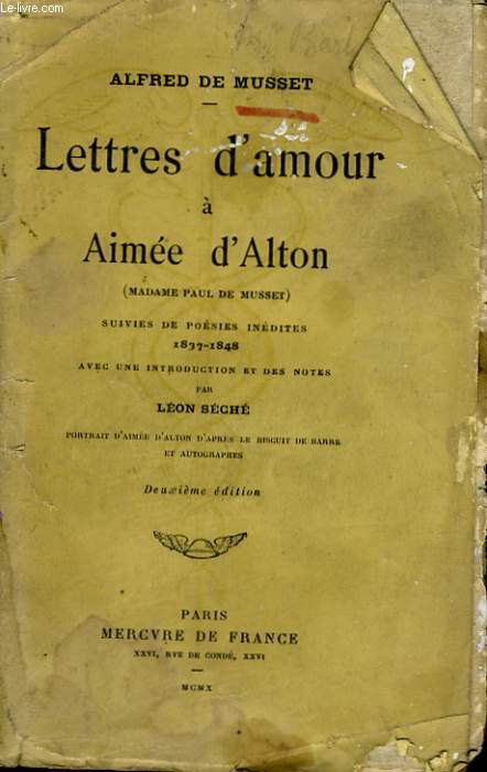 LETTRES D'AMOUR A AIMEE D'ALTON