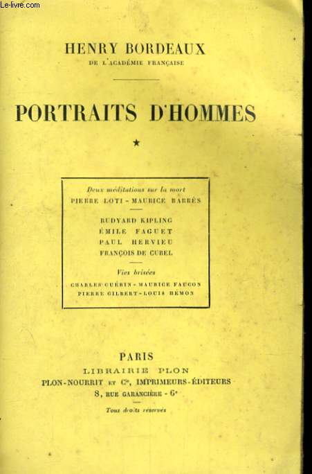 PORTRAITS D'HOMMES, TOMES 1 et 2