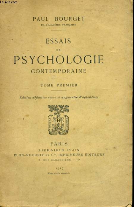 ESSAIS DE PSYCHOLOGIE CONTEMPORAINE, TOMES 1 ET 2