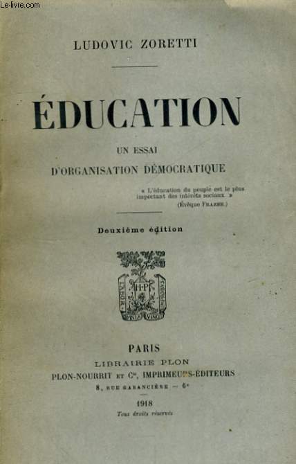EDUCATION, UN ESSAI D'ORGANISATION DEMOCRATIQUE