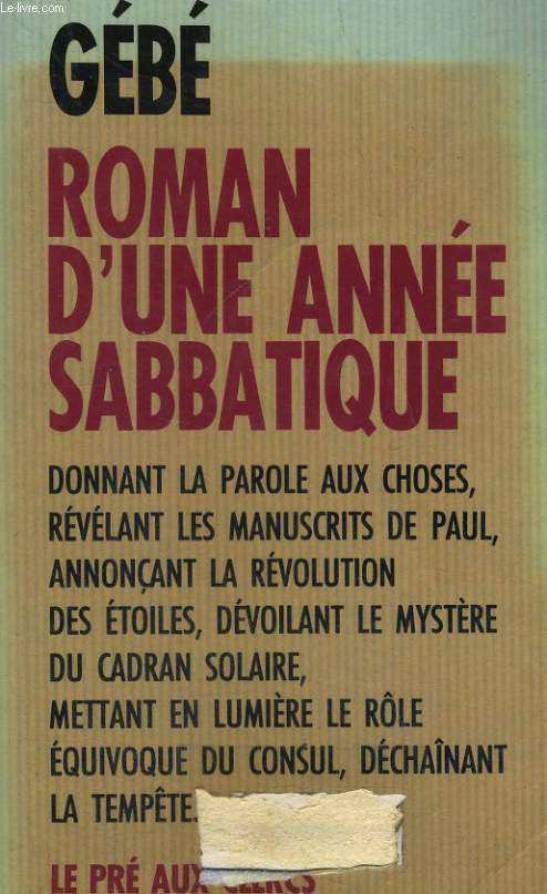 ROMAN D'UNE ANNEE SABBATIQUE