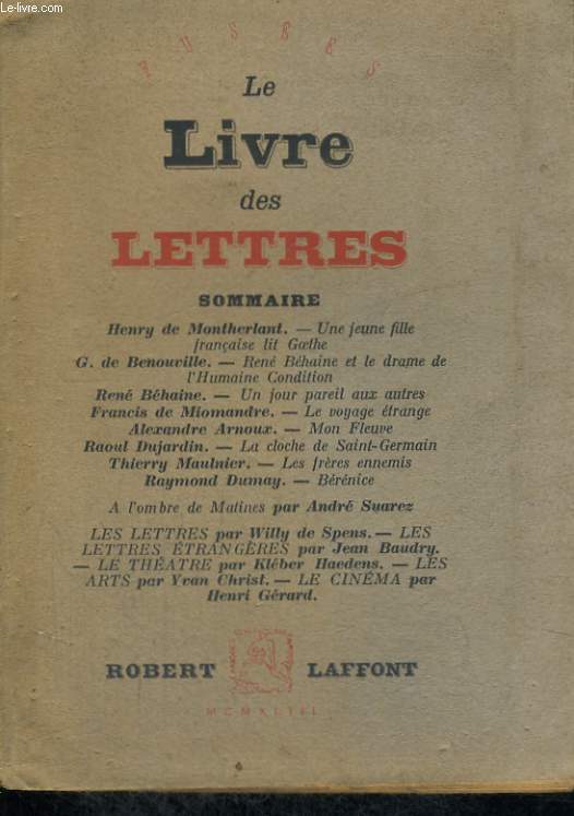 LE LIVRE DES LETTRES.