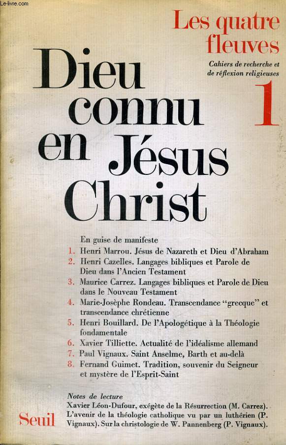 LES QUATRE FLEUVES n1: DIEU CONNU EN JESUS CHRIST