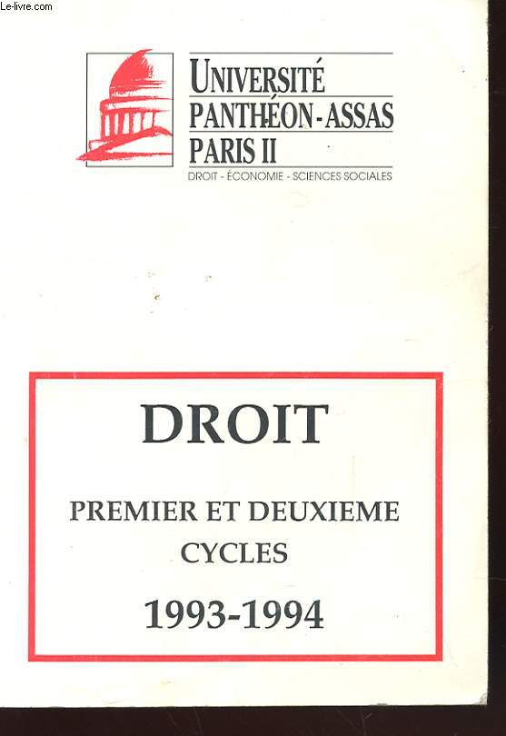 DROIT - PREMIER ET DEUXIEME CYCLES - 1993-1994