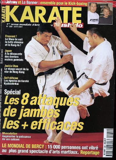 REVUE KARATE BUSHIDO N 289 - AVRIL 2001 - JOHNNY ET LE BANNER - MOINES GUERRIERS - JACKIE CHAN - LES 8 ATTAQUES DE JAMBES LES PLUS EFFICACES - LE MONDIALE DE BERCY