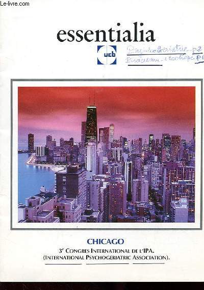 ESSENTILIA - UCB - CHICAGO - 3 CONGRES INTERNATIONAL DE L'IPA