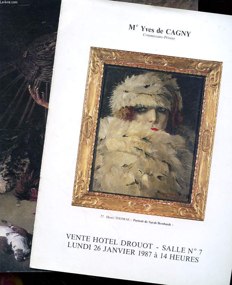 LOT DE DEUX CATALOGUES - PARIS DROUOT ENCHERE - 22 OCTOBRE 1986 - M. YVES DE CAGNY 26 JANVIER 1987