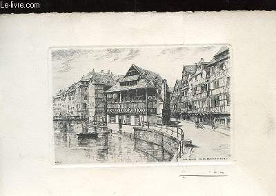 GRAVURE AUX-FORTE - STRASBOURG RUE DU BAIN AUX PLANTES