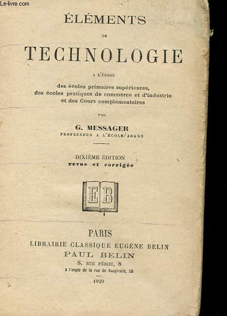 ELEMENTS DE TECHNOLOGIE