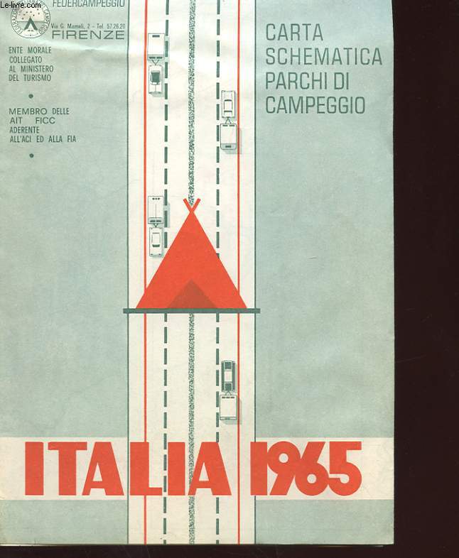 ITALIA 1965 - CARTA SCHEMATICA PARCHI DI CAMPEGGIO