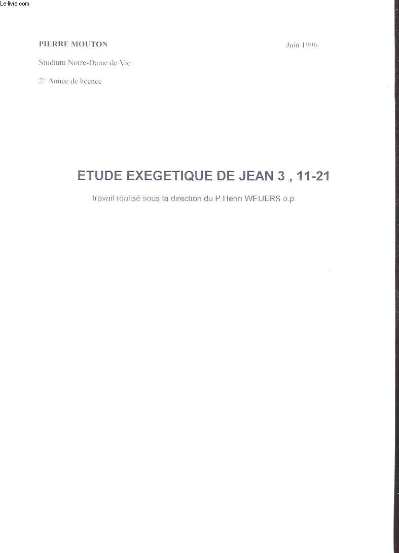 ETUDE EXEGETIQUE DE JEAN 3, 11 - 21