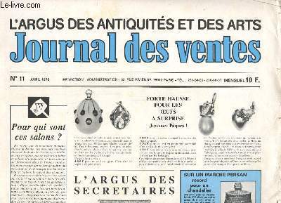 L'ARGUS DES ANTIQUITES ET DES ARTS - JOUNAL DES VENTES N11