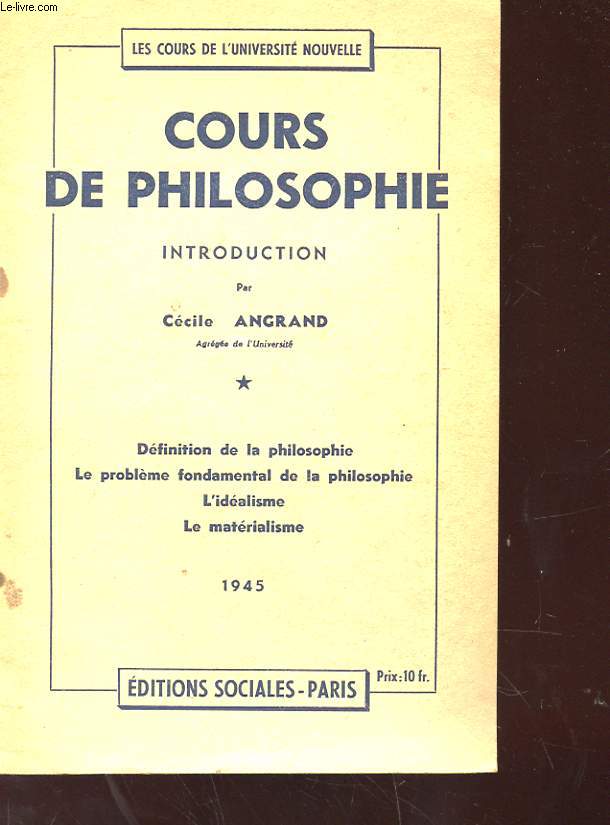 COURS DE PHILOSOPHIE