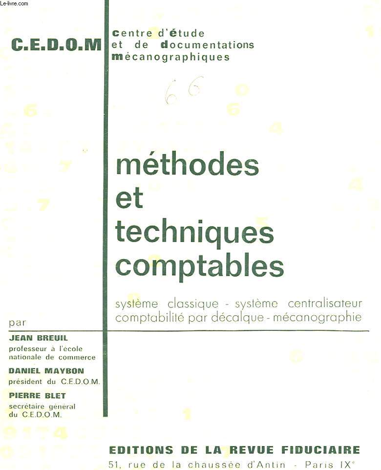 METHODES ET TECHNIQUES COMPTABLES