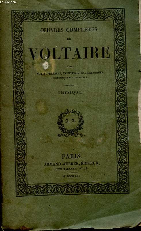 OEUVRES COMPLETES DE VOLTAIRE TOME 25 - PHYSIQUE